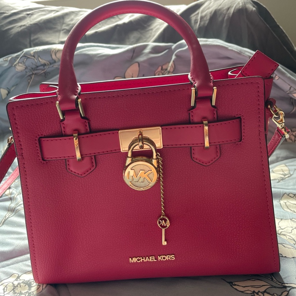 Michael Kors Hamilton Fuchsia Small Leather Satchel - Picture 10 of 10